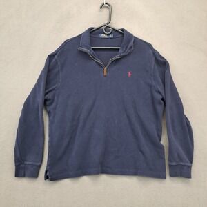 Polo Ralph Lauren Mens 1/4 Zip Pullover Sweatshirt Navy Blue XL Ribbed